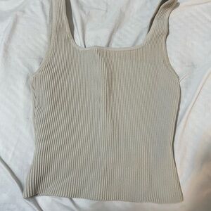 Aritzia Babaton Light Beige Ribbed Tank Top